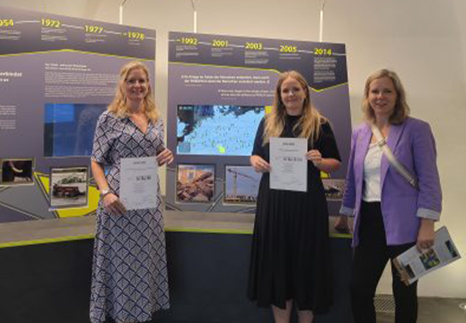 Im Welterbe-Infozentrum. (J. v. Hof (GOSLAR marketing gmbh), L. Dirks, M. Deden (Stiftung Welterbe im Harz) @GMG